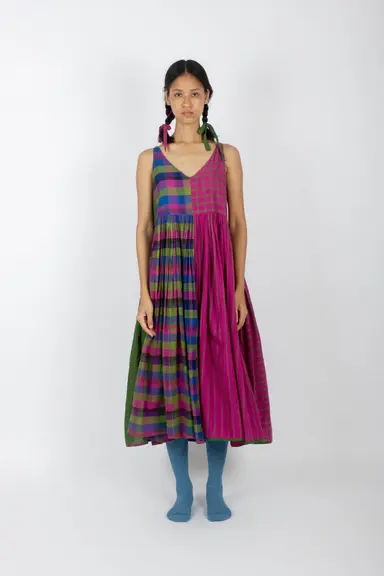 Palmatum | Handwoven Muslin Madras Check Sleeveless Dress