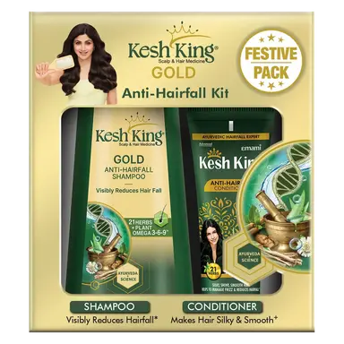 Kesh King Gold Anti-Hairfall Kit, For Soft, Smooth & Voluminous Hair (2 Items in the set)