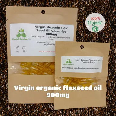 USDA Certified Organic Virgin Flax Seed Oil (Linum usitatissimum) Capsules 900mg vegetarian made fresh to order