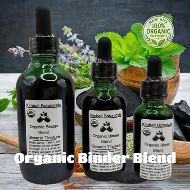 USDA Organic Liquid Binder Blend for D-Tox & Paracleanse, Glycerite Tincture, Charcoal