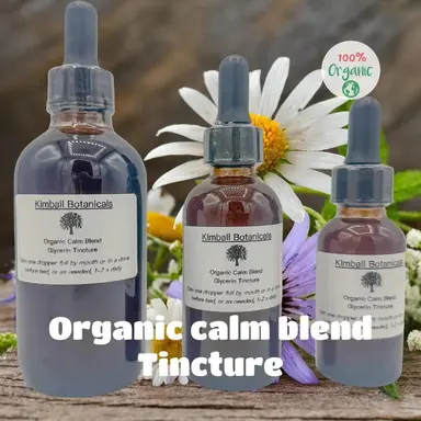 Certified Organic Handcrafted Calm Blend Glycerin Organic Tincture Double Extracted sustainably harvested NON GMO