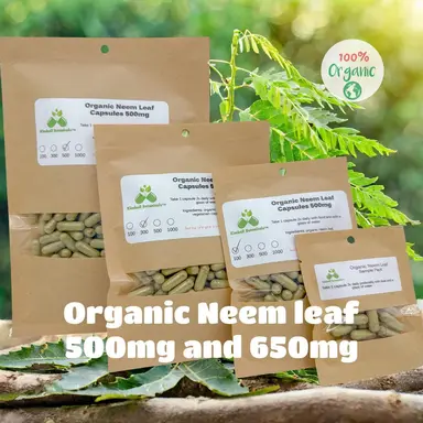 USDA Certified Organic Neem Leaf (Azadirachta indica) 500mg or 650mg Vegetarian or Pullulan Capsules Made Fresh to Order