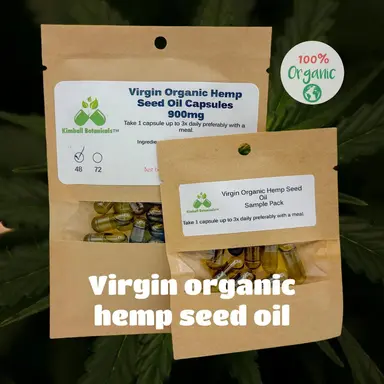 USDA Organic Virgin Hemp Seed Oil Capsules, Omega-6 and 3, 900mg vegetarian, made fresh to order