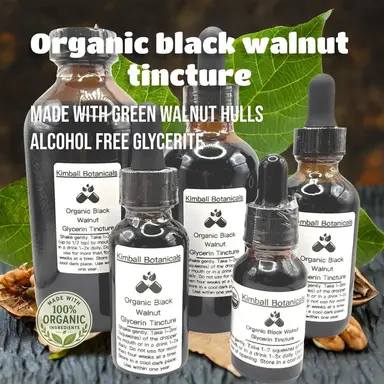 Organic Black Walnut Hull Tincture - Alcohol Free Herbal Extract - Plant Based Liquid Botanical - Made with Green Hulls