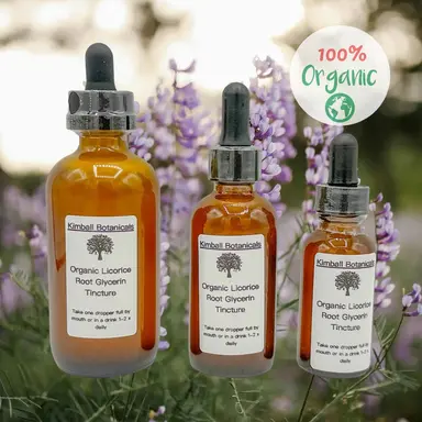USDA Certified Organic Handcrafted Licorice Root Double Extracted Glycerin Tincture sustainably harvested NON GMO