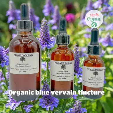 USDA Certified Blue Vervain LEAF Glycerin Organic Tincture Double Extracted, sustainably harvested NON GMO