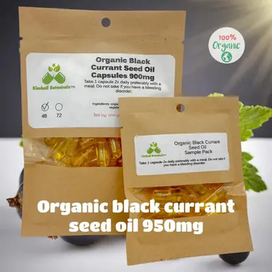 Organic Black Currant Seed Oil, 14% GLA, Omega Fatty Acids Capsules 950mg vegetarian capsules made fresh to order