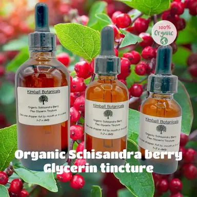 USDA Certified Organic Schisandra Berry Glycerin Tincture Double Extracted, sustainably harvested NON GMO