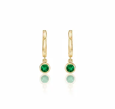 Luna Drop Emerald Hoops