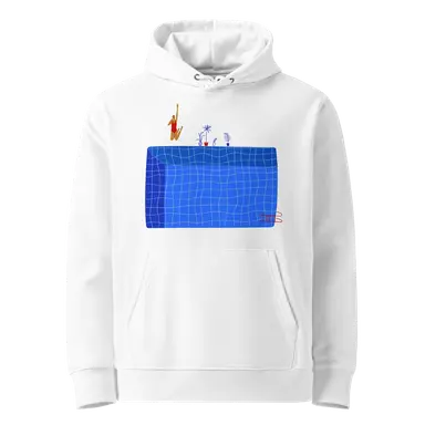 Organic Hoodie Blue Pool Graphic Cotton Hoodie