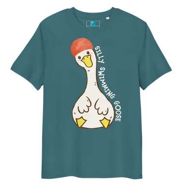 Organic Cotton T-Shirt Silly Swimming Goose