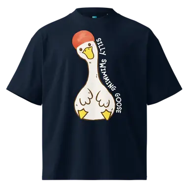 Organic Oversized T-shirt Silly Swimming Goose