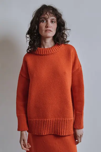 STEPHANIE Oversize Sweater in Merino Wool - Burnt Orange