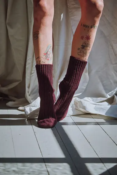 BERTHE Socks in Merino Wool - Plum