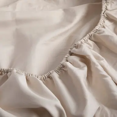 300TC Organic Cotton Sateen Deep Fitted Sheet – Relaxed Elegant Softness - Driftwood