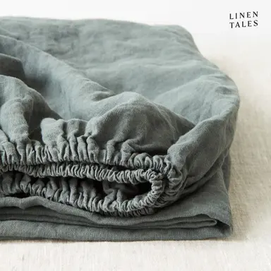 100% Pure European Linen Deep Fitted Sheet – Tailored Luxury – Forest Green
