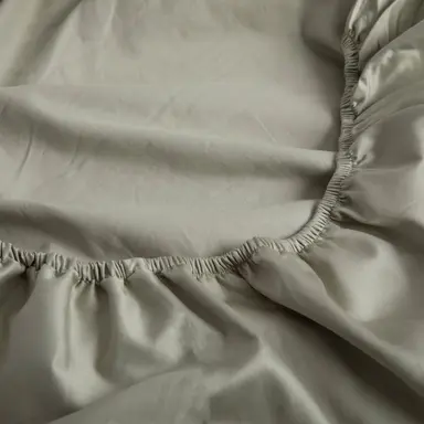 300TC Organic Cotton Sateen Fitted Sheet – Relaxed Elegant Softness - Seagrass