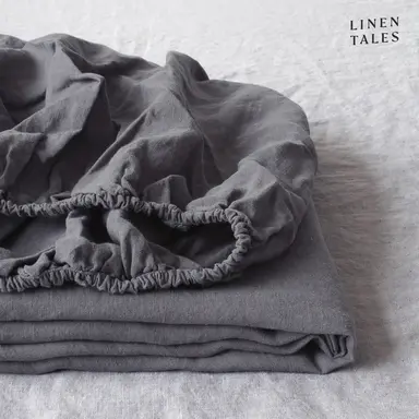 100% Pure European Linen Deep Fitted Sheet – Tailored Luxury – Dark Grey