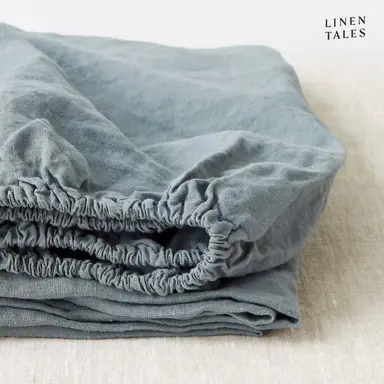 100% Pure European Linen Deep Fitted Sheet – Tailored Luxury – Blue Fog