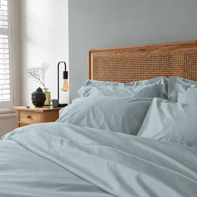 270TC Organic Cotton Percale Duvet Cover, Soft & Breathable – Coastal Mist
