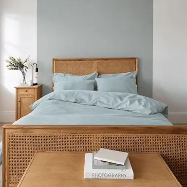 270TC Organic Cotton Percale Bedding Set, Soft & Breathable – Coastal Mist