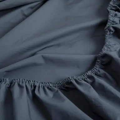 300TC Organic Cotton Sateen Fitted Sheet – Relaxed Elegant Softness - Sargasso Blue