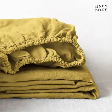 100% Pure European Linen Deep Fitted Sheet – Tailored Luxury – Lemon Curry