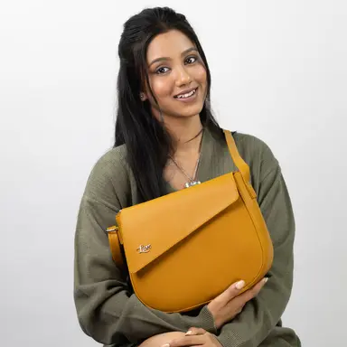 Vegan Leather Yellow Sling Bag