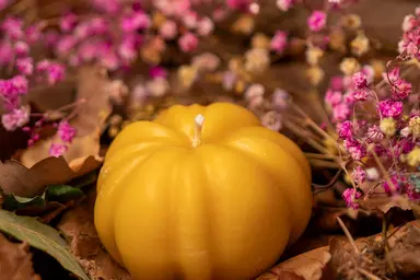 Autumn Beeswax Pumpkin Candle, Perfect for Autumn & Halloween Decor, Handmade from 100% beeswax sourced from small-scale London beekeepers, Perfect Au