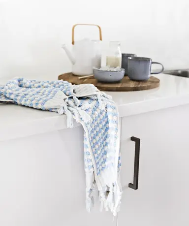 Luma Handwoven Baby Blue Pom Pom Terry Towel