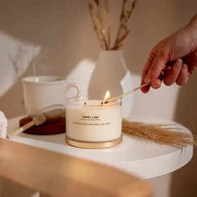 Nến Soy Honey + Hay Nắp Vàng