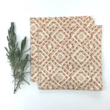 Napkin Set in Block Printed Amber Triangles Print