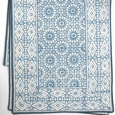 Table Runner in Moroccan Sky Block Print