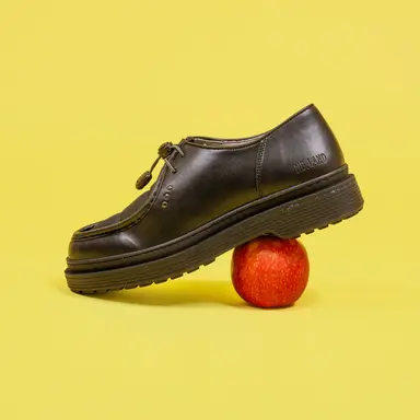 Giày Derby vegan Rando bằng da táo đen và nylon xanh đậm