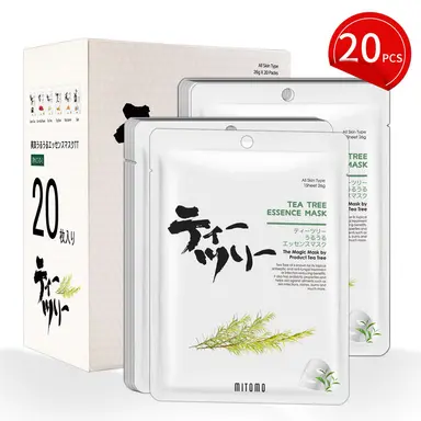 Mặt nạ tinh chất trà xanh Mitomo Facial Essence Mask | 20 miếng | Làm sạch & Kiểm soát dầu [JPSS00612-D-1x002]
