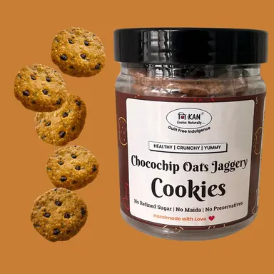 NIHKAN Chocochip Oats Jaggery Cookies - No Maida | No Refined Sugar - 150g
