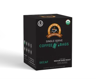 Alex's Low-Acid Organic Coffee™ Decaf Coffee Steep Bags (Tea Bag Style)