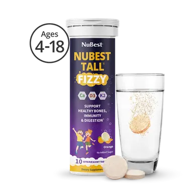 Tall Fizzy Tablets for Kids Ages 4+, Orange, 10 Tablets