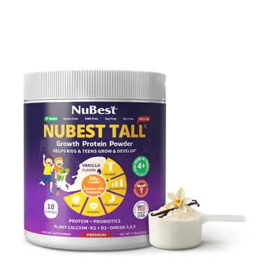 NuBest Tall Growth Protein Vanilla Shake for Kids Ages 4+, 10 Vegan Servings
