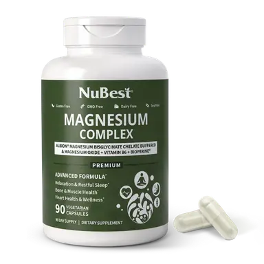 NuBest Magnesium Complex, 250 mg, Vitamin B6 & BioPerine, 90 Vegan Capsules
