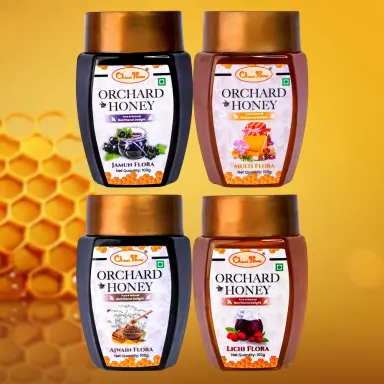 Orchard Honey Combo Pack Jamun Ajwain Lychee & Multi 100Gm Pack of 4
