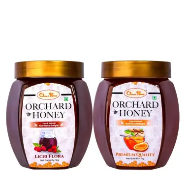 Orchard Lychee Flora & Premium Quality Honey 1kg Combo Pack of 2