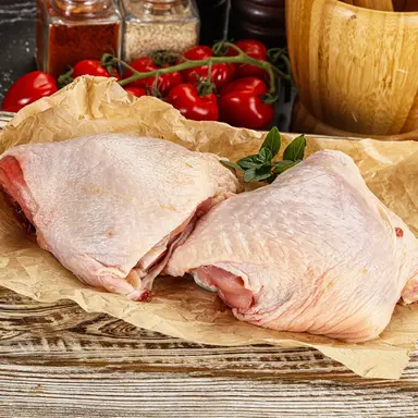 Đùi gà thả rông có xương (đông lạnh, treo)