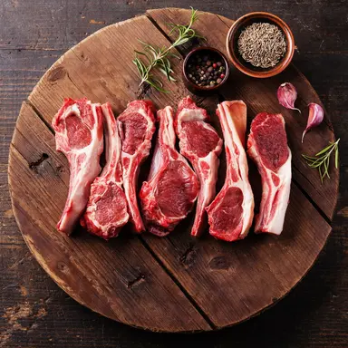 Grass Fed Lamb Rack chop (lamb cutlet) ( (quick frozen, un-aged,)