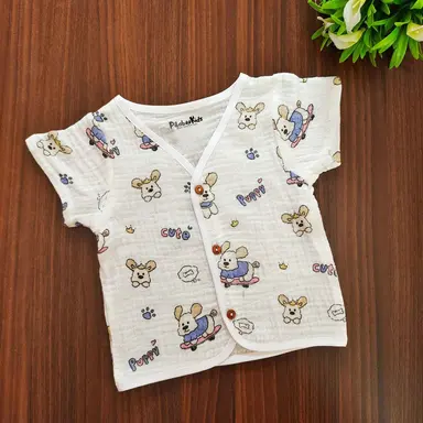 Muslin Half sleeve Button Jabla - puppy