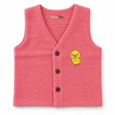 Muslin Double layer Vest Peach | Pikabookidz
