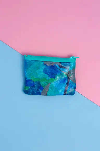 Zip Purse: grey and blue