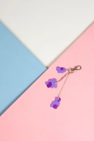 Móc khóa: Kẹp phụ kiện Hama Time ba charm nhỏ màu tím oải hương