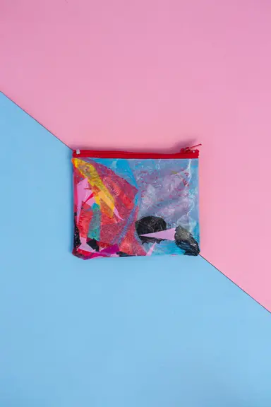 Zip Purse: Pink and black