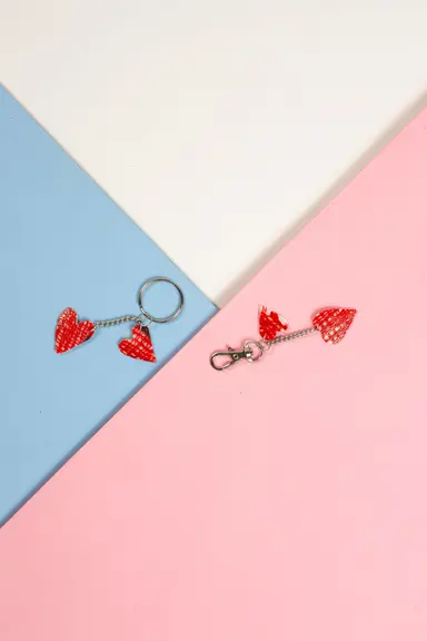 Keyring: Small red hearts Charm Accessory